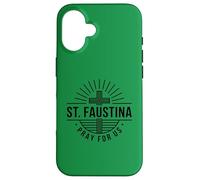 Carcasa para iPhone 16 Santa Faustina ruega por Nosotros Cruz Católica