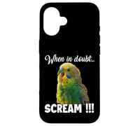 Carcasa para iPhone 16 Screaming Budgie T, Meme Divertido para los Amantes de Las