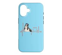 Carcasa para iPhone 16 Shi Tzu Dog Heartbeat EKG Funny Dogs Amantes y propietarios