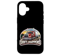 Carcasa para iPhone 16 Shift Happens Funny Truck Driver Trucker Truckie Pun Truck