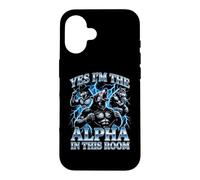 Carcasa para iPhone 16 Sí, Soy el Alfa en Esta habitación - Funny Wolf Meme Chicos Hombres