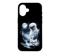 Carcasa para iPhone 16 Silkie Chicken Aullando en Moon 90's Retro