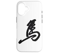 Carcasa para iPhone 16 Símbolo de caligrafía Kanji del Caballo del Zodiaco Chino