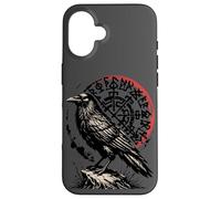 Carcasa para iPhone 16 Símbolo de Cuervo Celta nórdico Vikingo