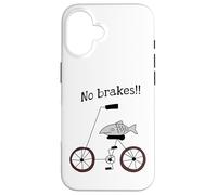 Carcasa para iPhone 16 Sin Frenos Pescado Montando Una Bicicleta Humor Tonto Raro