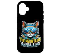 Carcasa para iPhone 16 Ski Cat Meowtains Calling Snowboard Winter Mountain Funny