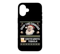 Carcasa para iPhone 16 Skip The Cookies Santa Wants Tequila Suéter Feo Divertido