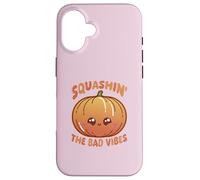 Carcasa para iPhone 16 Smashin' The Bad Vibes Pumpkin Kawaii Lindo Divertido
