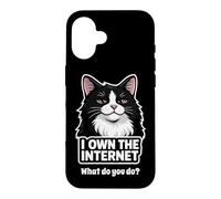 Carcasa para iPhone 16 Smug Tuxedo Cat posee el felino Divertido de Internet