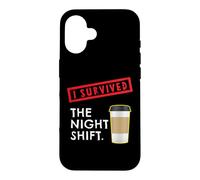 Carcasa para iPhone 16 Sobreviví al Turno de Noche Enfermera Vida Amante del café Policía