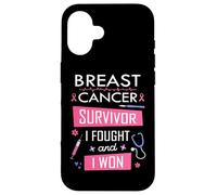 Carcasa para iPhone 16 Sobreviviente de cáncer de Mama luché y gané Fuerza de Conciencia