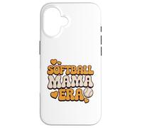 Carcasa para iPhone 16 Softball Mama Era Retro Groovy Baseball Mom Vibes Love Cute