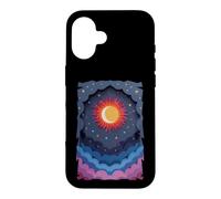 Carcasa para iPhone 16 Sol Luna Estrellas Noche Nubes Suave Celestial Cosmos Cielo