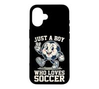 Carcasa para iPhone 16 Solo un niño Que ama el balón de Dibujos Animados de fútbol