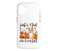 Carcasa para iPhone 16 Solo una Chica Que ama el otoño, Corgi Dog Pumpkin Cozy Autumn