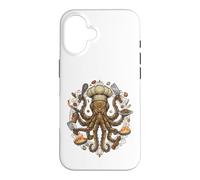 Carcasa para iPhone 16 Steampunk Octopus Chef Cook Mechanical Cuisine