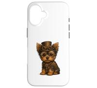 Carcasa para iPhone 16 Steampunk Puppies, Regalo para Amantes de los Perros Yorkshire Terrier Yorkie