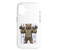 Carcasa para iPhone 16 Strong Bear - Animal de Entrenamiento para Levantamiento de Pesas