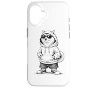Carcasa para iPhone 16 Sudadera con Capucha para Perro con Gafas de Sol Urban Shiba