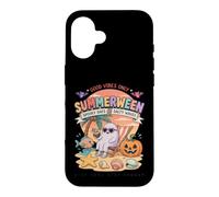 Carcasa para iPhone 16 Summerween Ghost Chilling Beach Calabaza