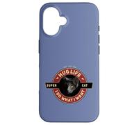 Carcasa para iPhone 16 Super Gato Negro Gato Indio Motocicleta Retro Cool