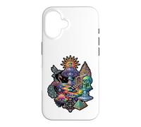 Carcasa para iPhone 16 Surrealista Cosmic Peacock Sun Eye Mushroom Skull Pyramid Art
