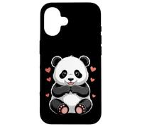Carcasa para iPhone 16 Sweet Panda con Corazones Kawaii Bear Love Design