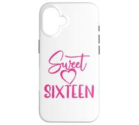 Carcasa para iPhone 16 Sweet Sixteen para niñas, Color Rosa, 16 años, 16 cumpleaños