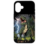 Carcasa para iPhone 16 T-Rex Dinosaurio Roaring Forest Night Graphic Anime japonés