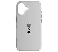 Carcasa para iPhone 16 Tarjeta con Imagen de Rey de Picas con Corona