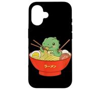 Carcasa para iPhone 16 Tazón de Fideos japoneses T-Rex Ramen Anime Dinosaur Japan Food