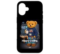 Carcasa para iPhone 16 Teddy Bear Happy Coding, Just a Boy Who Loves Coding