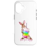 Carcasa para iPhone 16 Tengo Esta Linda Bebida de batido con Forma de arcoíris con Forma de Conejito Que es motivadora