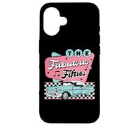 Carcasa para iPhone 16 The Fifties 1950s Car Music Checkerboard Rockabilly Sock Hop