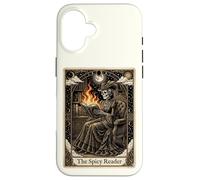 Carcasa para iPhone 16 The Spicy Reader Tarot Card Skeleton Romantasy Amante de los Libros