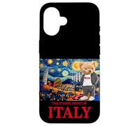 Carcasa para iPhone 16 The Starry Night of Italy, Teddy Bear in Italy Landmarks
