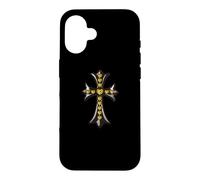 Carcasa para iPhone 16 The Yellow Shine Heart Pave Diamonds Silver Cross