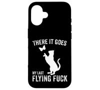 Carcasa para iPhone 16 There It Goes My Last Flying Fuck Funny Sarcastic Cat Adulto