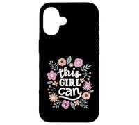 Carcasa para iPhone 16 This Girl Can Cute Floral Empowerment Tipografía