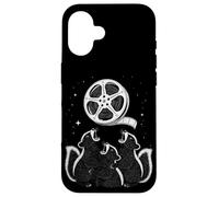Carcasa para iPhone 16 Three Skunks Howling At Movie Film Reel Moon