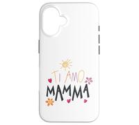 Carcasa para iPhone 16 Ti Amo Mamma Lindo Dibujo Mamá Día de la Madre Italiano Niño