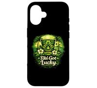Carcasa para iPhone 16 Tiki Got Lucky Hawaii Shamrock Tropical Island Vibes
