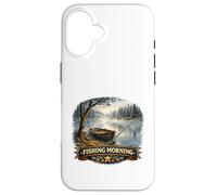 Carcasa para iPhone 16 Tranquilo Lakeside Angler Amanecer Escape Wilderness