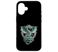 Carcasa para iPhone 16 Tribal Irlandés Verde Celta Nudo Fantasía Celta Dragón Cottage