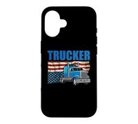 Carcasa para iPhone 16 Trucker American Flag Funny Trucking Truck Driver