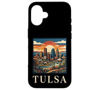 Carcasa para iPhone 16 Tulsa Oklahoma Retro Vintage Horizonte Río Art Deco Monumento