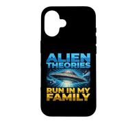 Carcasa para iPhone 16 UFO UAP Alien Theory Run In My Family Truth Conspiracy Hechos