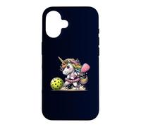 Carcasa para iPhone 16 Unicornio Jugando Pickleball diversión y Deportes mágicos