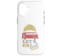 Carcasa para iPhone 16 Viaje por Carretera Autobús Puesta del Sol Aventura Vamos a perderse en algún Lugar