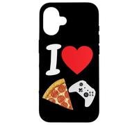 Carcasa para iPhone 16 Videojuegos Jugador Pizza Amor Queso Pepperoni Niños Hombres